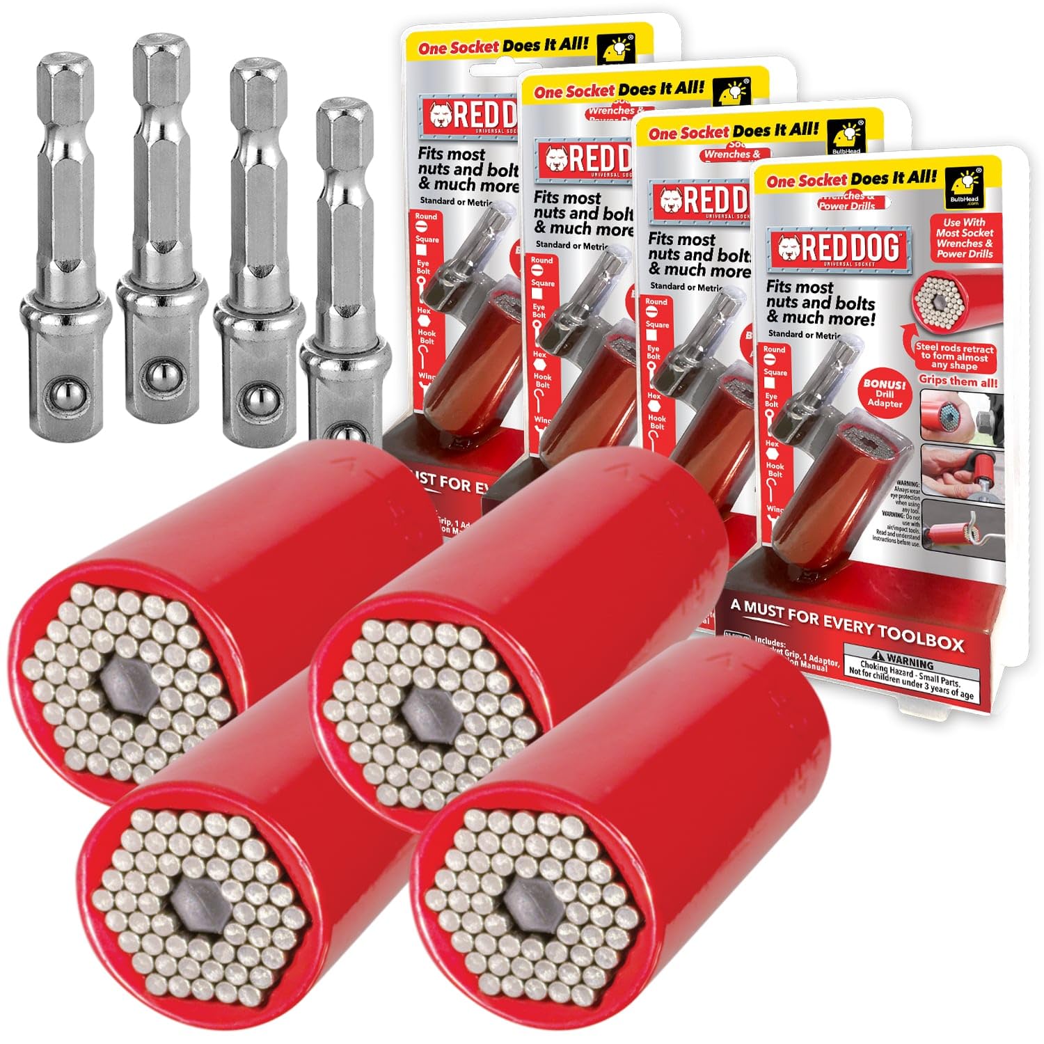 Amazon.com: Red Dog Socket 4 PK w/Bonus Drill Adapter AS-SEEN-ON